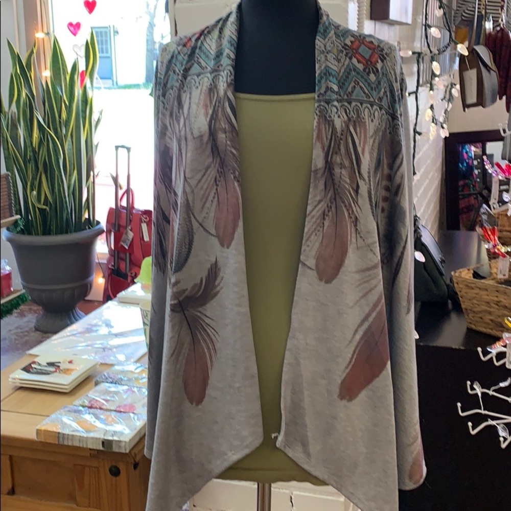 Feather Tribal Waterfall Cardigan